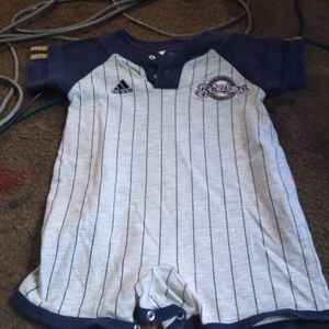 Infant adidas Milwaukee Brewers short romper 12mos